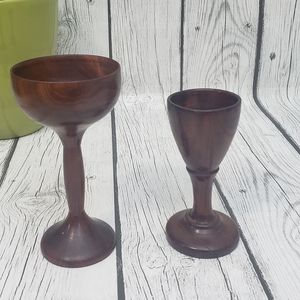 2 Vintage Wooden Goblets
